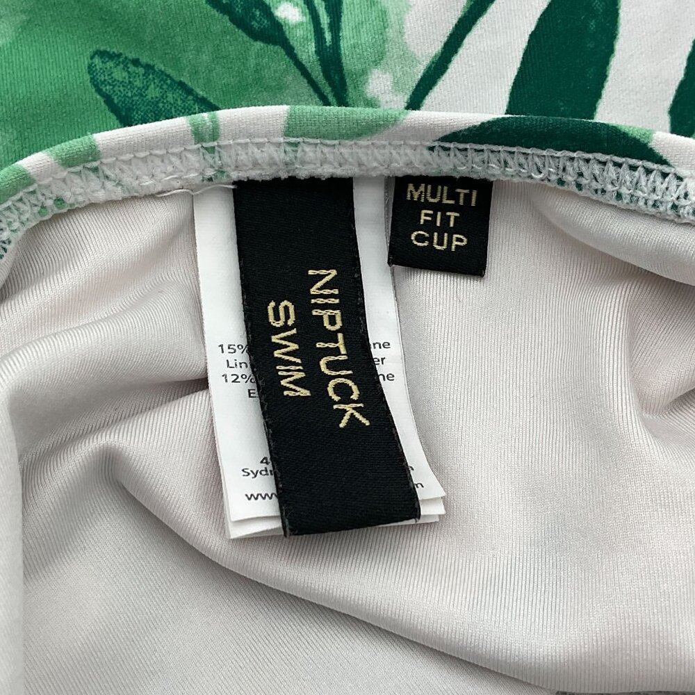 Nip Tuck Swim Oasis Green Leaf Print Joanne Twist Front One Piece Swimsuit 6 - Picture 6 of 10
